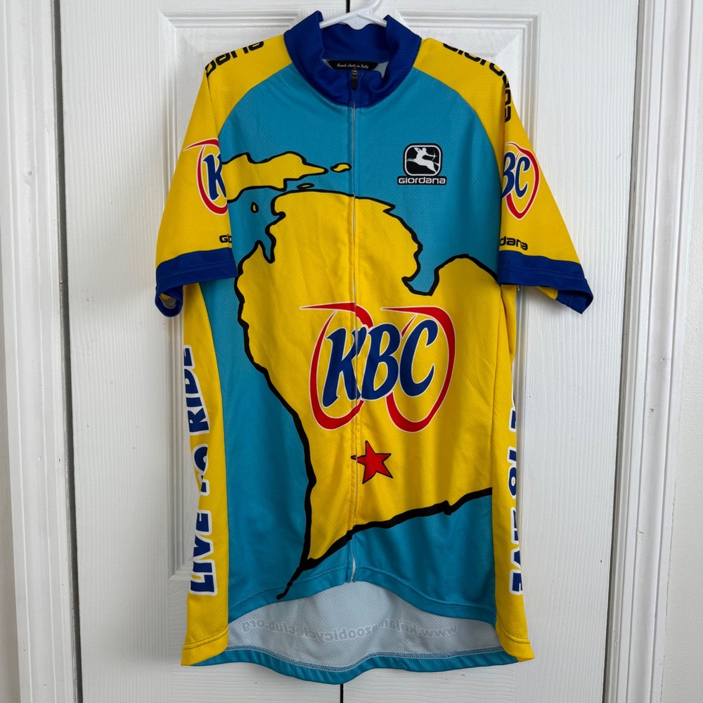 Giordana Cycling Jersey Mens M Kalamazoo Bicycle Club Yellow Blue‎ Italy